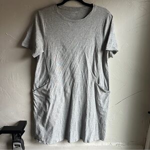 Eileen Fisher 100% Organic Cotton Short Sleeve Tee Shirt Dress with Pockets Sz S